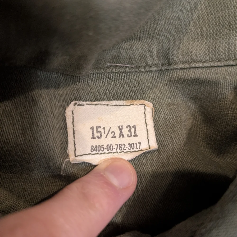 VTG 70s USMC Sateen Utility Shirt Olive Green Military Utility Shirt Jacket